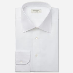 Shirt  solid  white bio-cotton royal twill double twisted, collar style  formal straight point collar