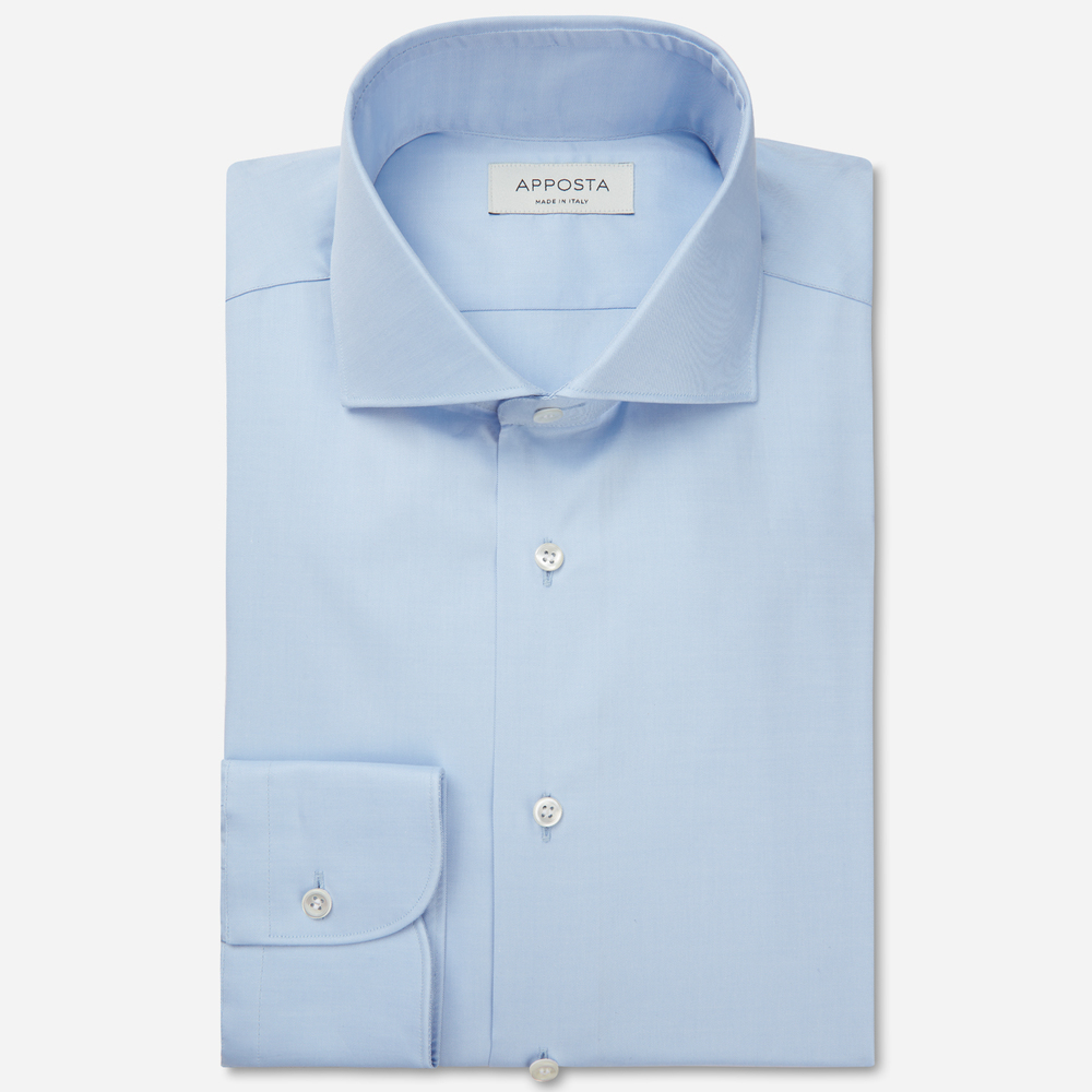 Shirt solid light blue cotton pinpoint oxford, collar style formal straight point collar