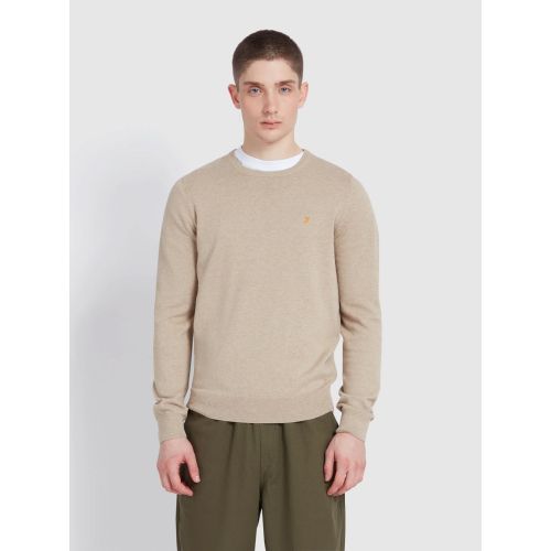 Farah Mens Hazelnut Marl Mullen Cotton Sweater