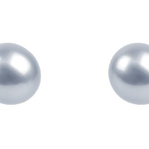 Cultured Pearl Pair Full Round     Half Drilled 6.5-7mm Silver Grey   Freshwater