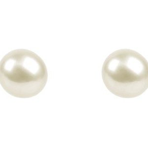 Cultured Pearl Pair Full Round     Half Drilled 6.5-7mm White         Freshwater