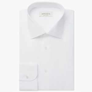 Shirt  solid  white coolmax cotton twill, collar style  semi-spread collar