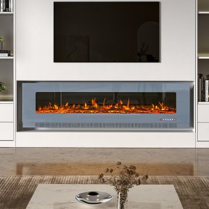 72 Inch Wall Mounted LED Electric Fireplace with 12 Flame Colours