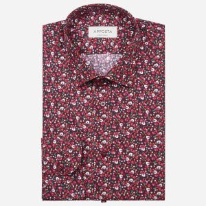 Shirt  floral  multi cotton poplin, collar style  updated straight point collar with short points
