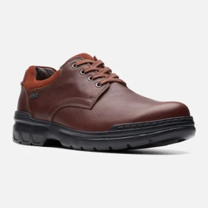 Men's Clarks Rockie WalkGTX waterproof shoe in dark tan leather - Brown - Size: 7/G