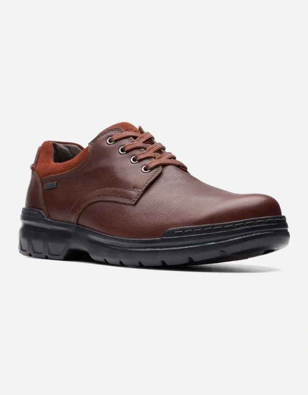 Men's Clarks Rockie WalkGTX waterproof shoe in dark tan leather - Brown - Size: 12/G