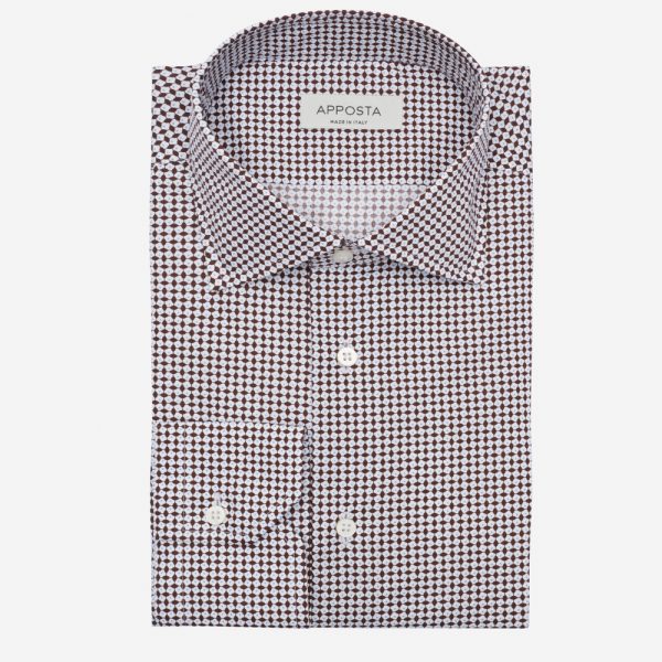 Shirt  patterned designs  brown cotton plain, collar style  semi-spread collar