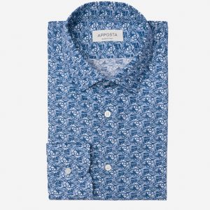 Shirt  floral  navy blue cotton plain, collar style  cutaway collar