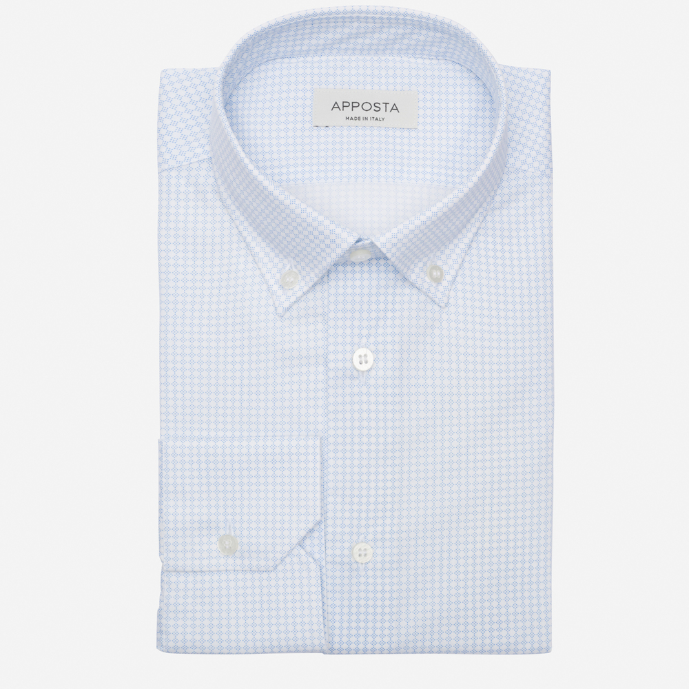 Shirt polka dot light blue cotton poplin, collar style small button-down collar