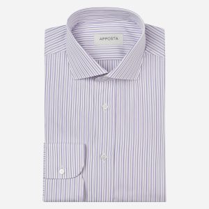 Shirt striped violet cotton poplin, collar style updated spread collar with short points