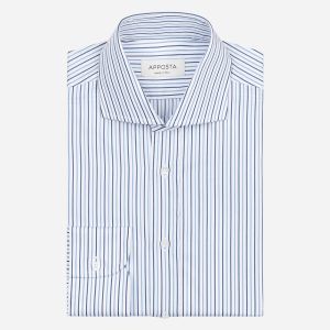 Shirt  striped  navy blue cotton poplin, collar style  spread collar