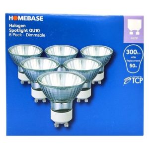 Homebase Halogen Spotlight Light Bulbs GU10 300LM 40W 6Pk