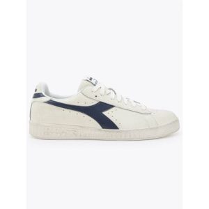 Diadora Mens White Blue Caspian Sea Game L Low Waxed Trainer