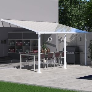 10x20 Palram Canopia Olympia White Patio Cover With Clear Panels