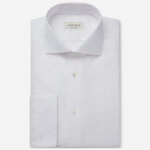 Shirt  solid  white cotton poplin double twisted, collar style  spread collar, cuff  french cuff (cufflinks)