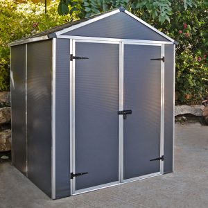 6' x 5' Palram Canopia Rubicon Multi-Wall Premium Dark Grey Plastic Shed (1.85m x 1.53m) â includes free shelf