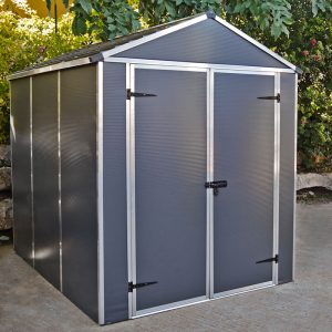 6' x 8' Palram Canopia Rubicon Multi-Wall Premium Dark Grey Plastic Shed (1.85m x 2.28m) â includes free shelf