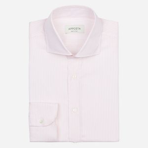 Shirt  striped  pink cotton fil-à-fil double twisted, collar style  lower spread collar