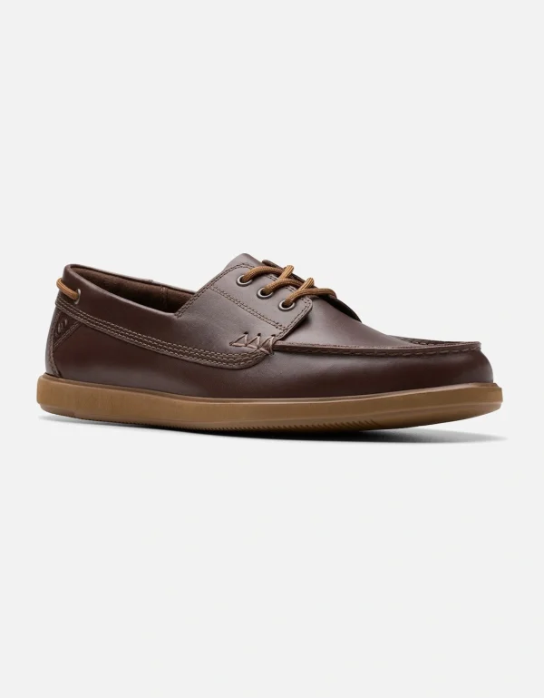 Men's Clarks Bratton Boat in Dark Brown Leather - Size: 8/G