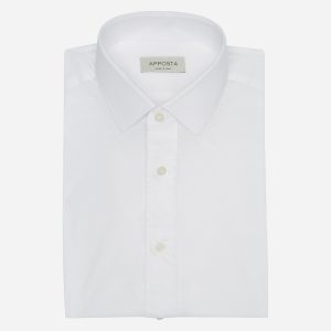 Shirt solid white cotton jersey double twisted, collar style updated straight point collar with short points