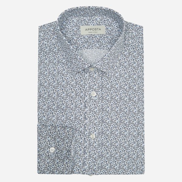 Shirt  floral  navy blue mock leno double twisted, collar style  updated straight point collar with short points