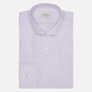 Shirt striped violet linen plain, collar style updated spread collar with short points