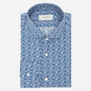 Shirt  floral  navy blue cotton plain, collar style  updated spread collar with short points