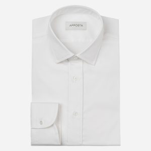 Shirt  solid  white stretch cotton poplin, collar style  updated straight point collar with short points