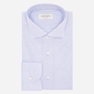Shirt  solid  light blue cotton mock leno double twisted, collar style  updated spread collar with short points
