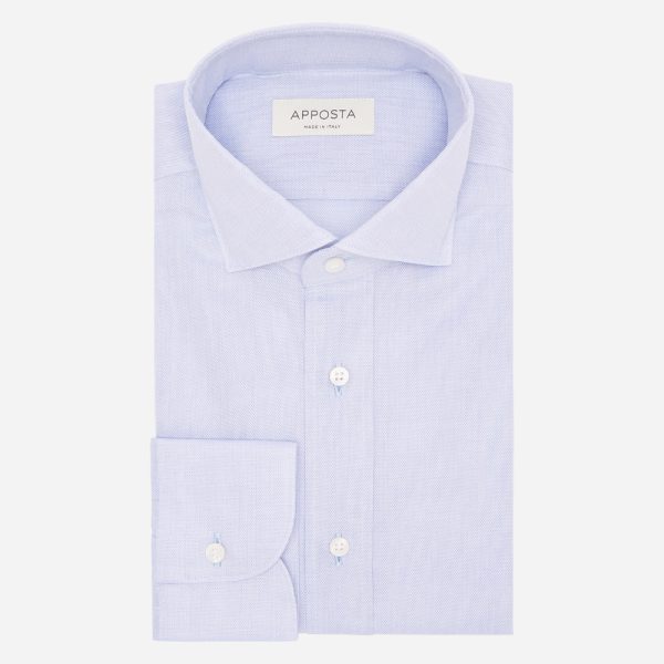 Shirt  solid  light blue cotton mock leno double twisted, collar style  updated spread collar with short points