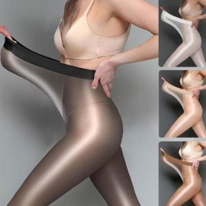 4 Colors Sexy Women Glossy Pantyhose Shiny Pantyhose Glitter Stockings black