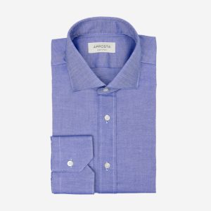 Shirt  solid  navy blue cotton oxford, collar style  updated spread collar with short points