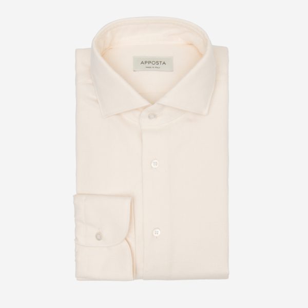 Shirt  solid  white flannel twill double twisted, collar style  updated spread collar with short points