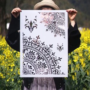 A4 A3 A2 Size DIY Craft Layering Mandala Stencils For Walls Painting Scrapbooking Stamping Album A4 Size 21 by 29.7 cm black