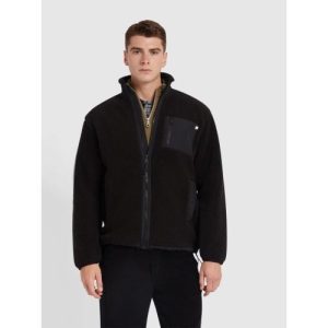 Farah Mens Black Bradley Full Zip Fleece Jacket