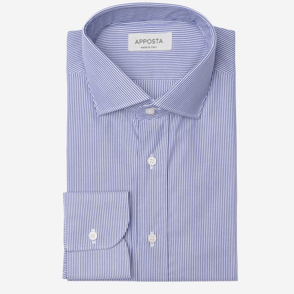 Shirt  striped  navy blue easy-iron cotton poplin, collar style  updated spread collar with short points