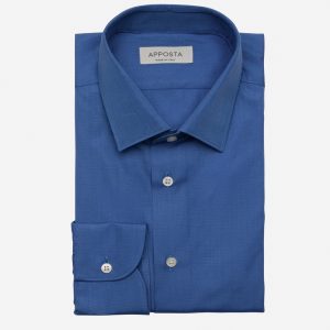 Shirt  solid  navy blue cotton poplin double twisted, collar style  updated straight point collar with short points