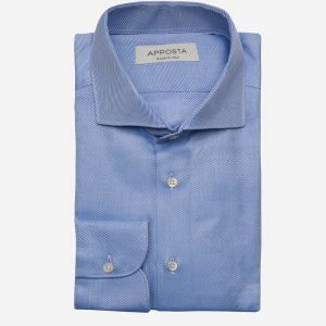 Shirt  solid  navy blue cotton twill double twisted, collar style  lower spread collar
