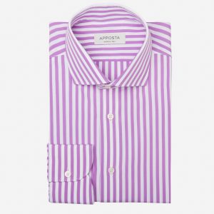 Shirt  striped  violet cotton plain, collar style  updated spread collar with short points