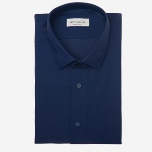 Shirt  solid  navy blue 4-way stretch poplin sensitive, collar style  updated straight point collar with short points