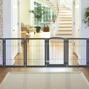 Grey 335cm Freestanding Wooden 6 Panel Pet Playpen