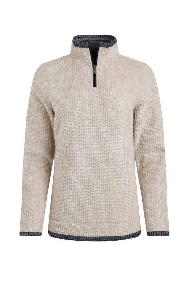 Weird Fish Beye Eco 1/4 Zip Grid Fleece Ecru Size 14