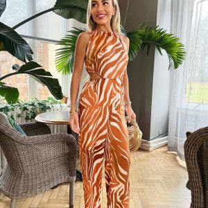Women's Rust Cut Out Jumpsuit AX Paris New Look