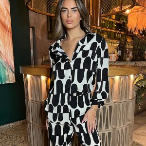 Women's Black and White Patterned Shirt AX Paris New Look