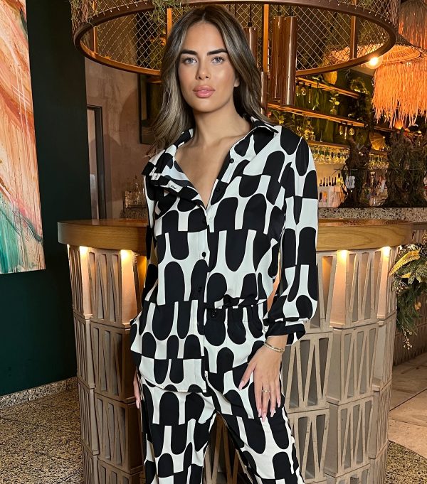 Women's Black and White Patterned Shirt AX Paris New Look
