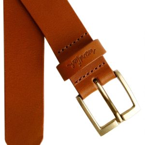 Weird Fish Penny Leather Belt Brown Size L/XL