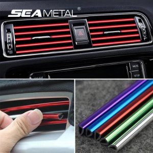 Car Stickers Interior Dashboard Air Outlet Vent Decoration Universal Moulding Strips Car Accessories red