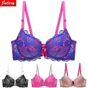 Julexy Plus Size Lace Bras for Women Sexy Lingerie Super Push up Brassiere B C  Women's  Underwear 75C beige