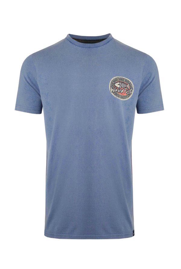 Weird Fish Laid Back Heritage Back Print Graphic T-Shirt Mid Blue Size S