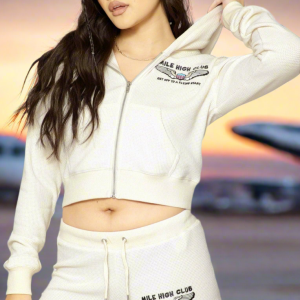 Boys Lie Spread Your Wings Thermal Zip Up Hoodie Size: L/XL Colour: Cream